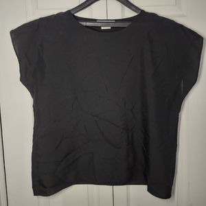 Lucky Winner Ladies Black Blouse Dress Shirt Size 13/14 Short Sleeve